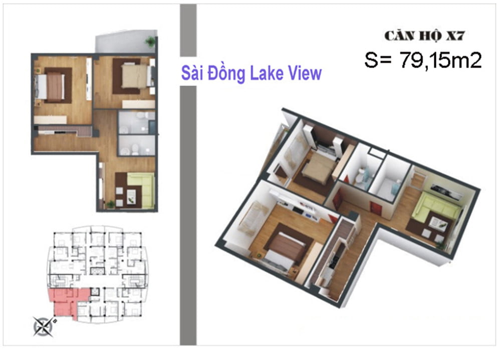 Thiết kế căn X7 Sài Đồng lake View