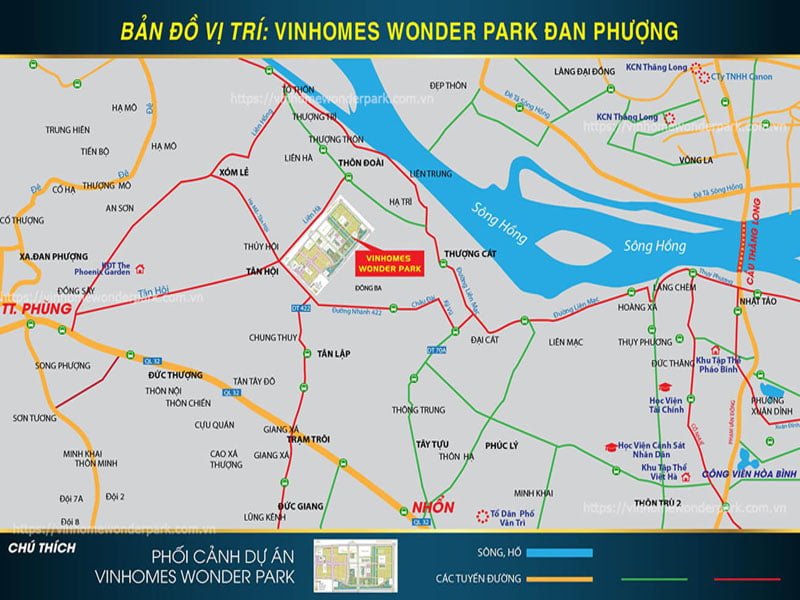 vị trí Vinhomes Wonder Park Đan Phượng