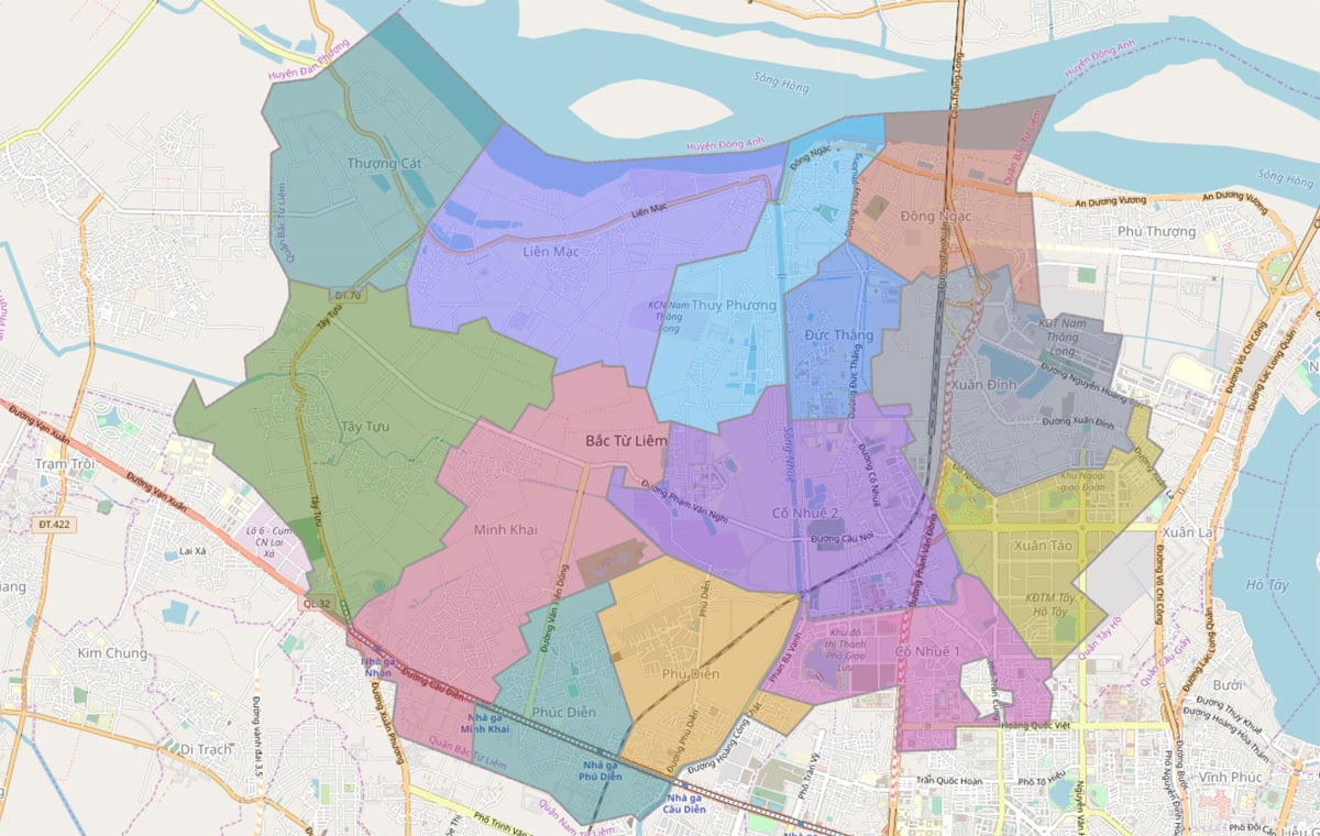 Bản đồ hành chính Quận Bắc Từ Liêm – TP Hà Nội