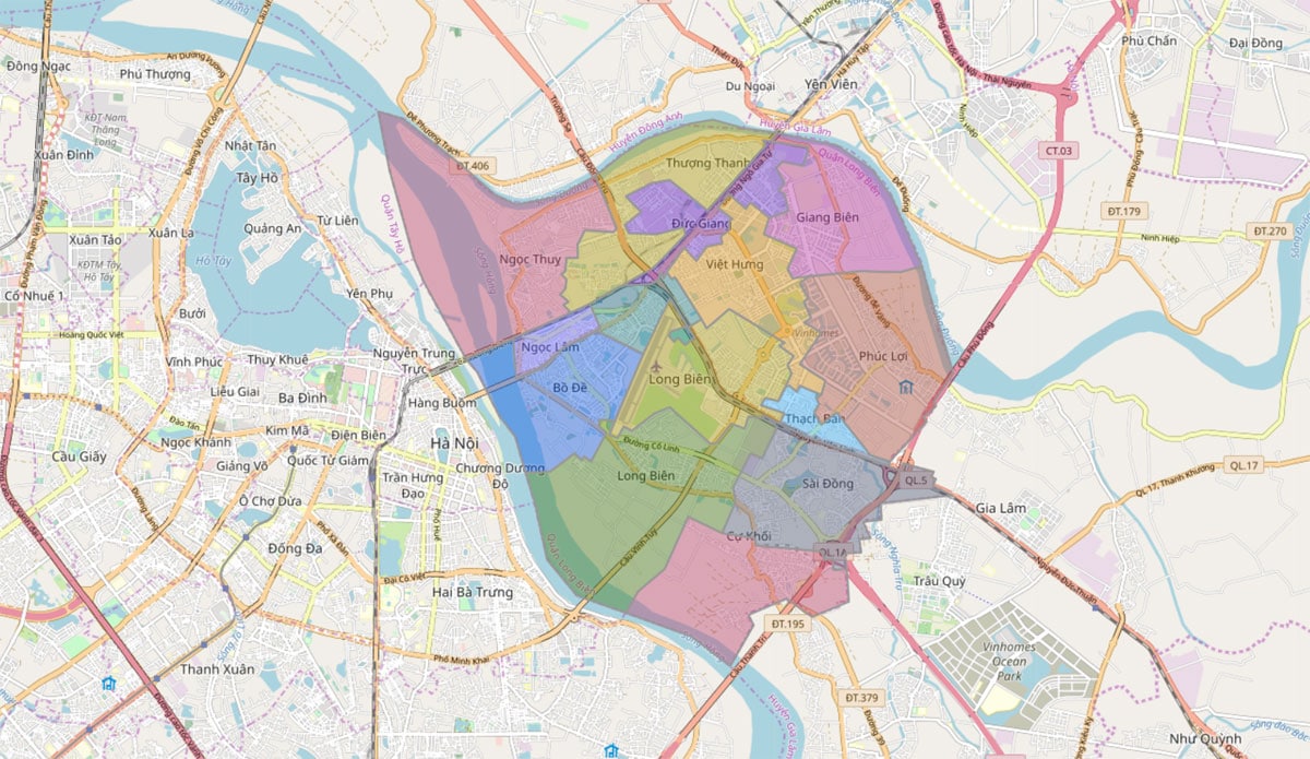 Bản đồ hành chính Quận Long Biên – TP Hà Nội