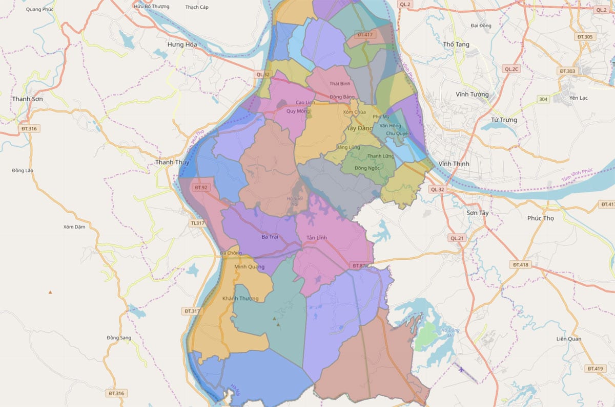 Bản đồ hành chính huyện Ba Vì – TP Hà Nội