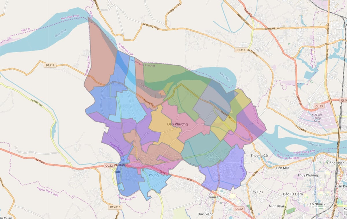 Bản đồ hành chính huyện Đan Phượng – TP Hà Nội
