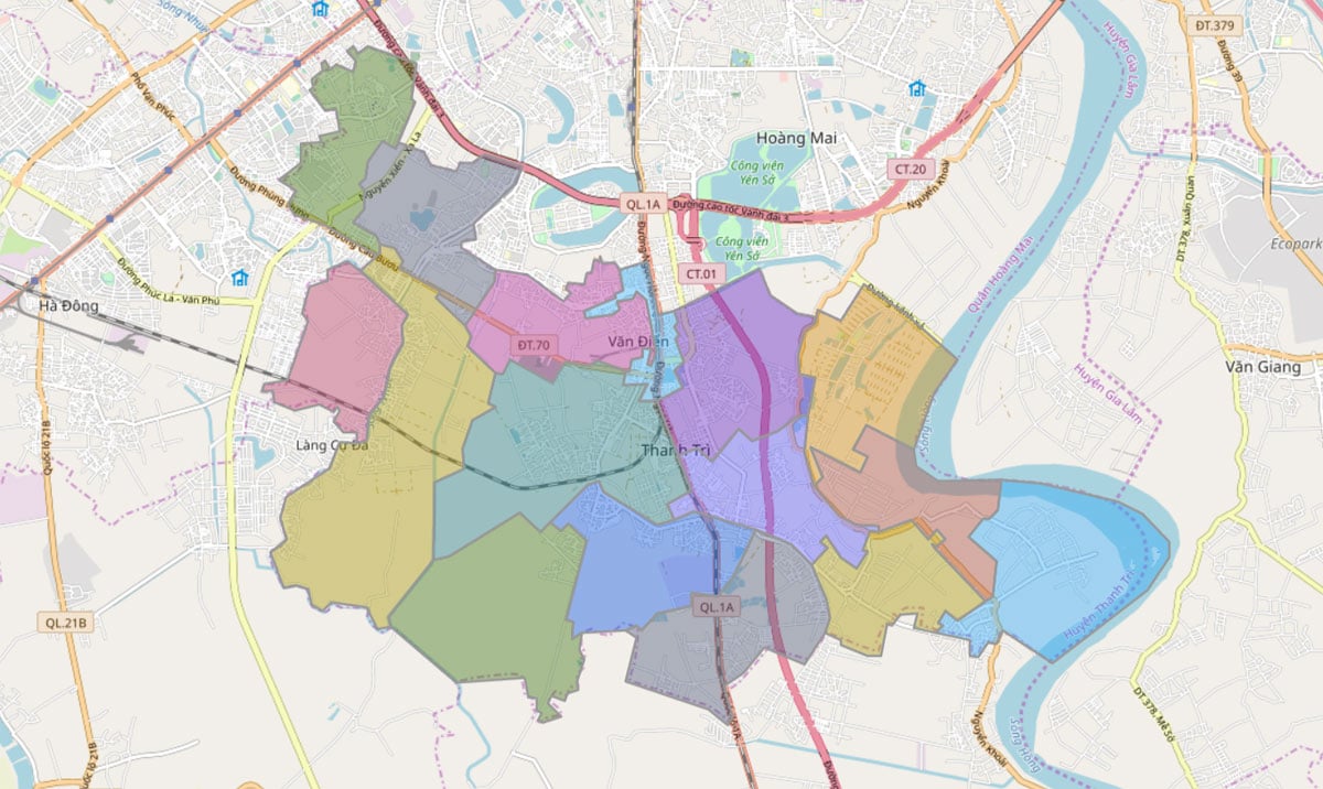 Bản đồ hành chính huyện Thanh Trì – TP Hà Nội