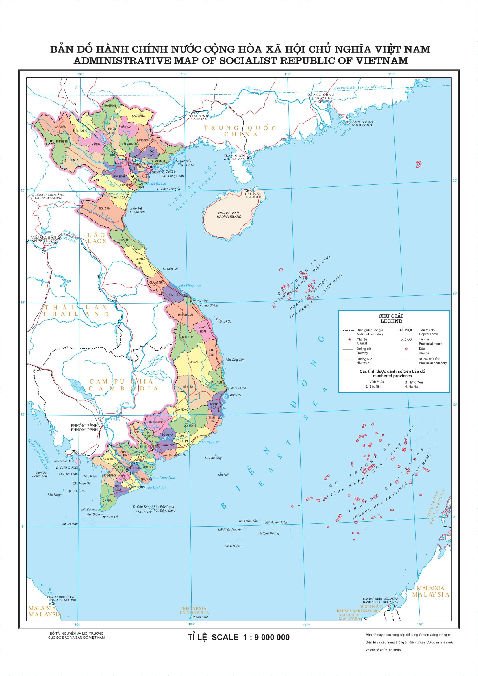 Bản đồ dùng hành chủ yếu nước Cộng hoà xã hội ngôi nhà nghĩa Việt Nam