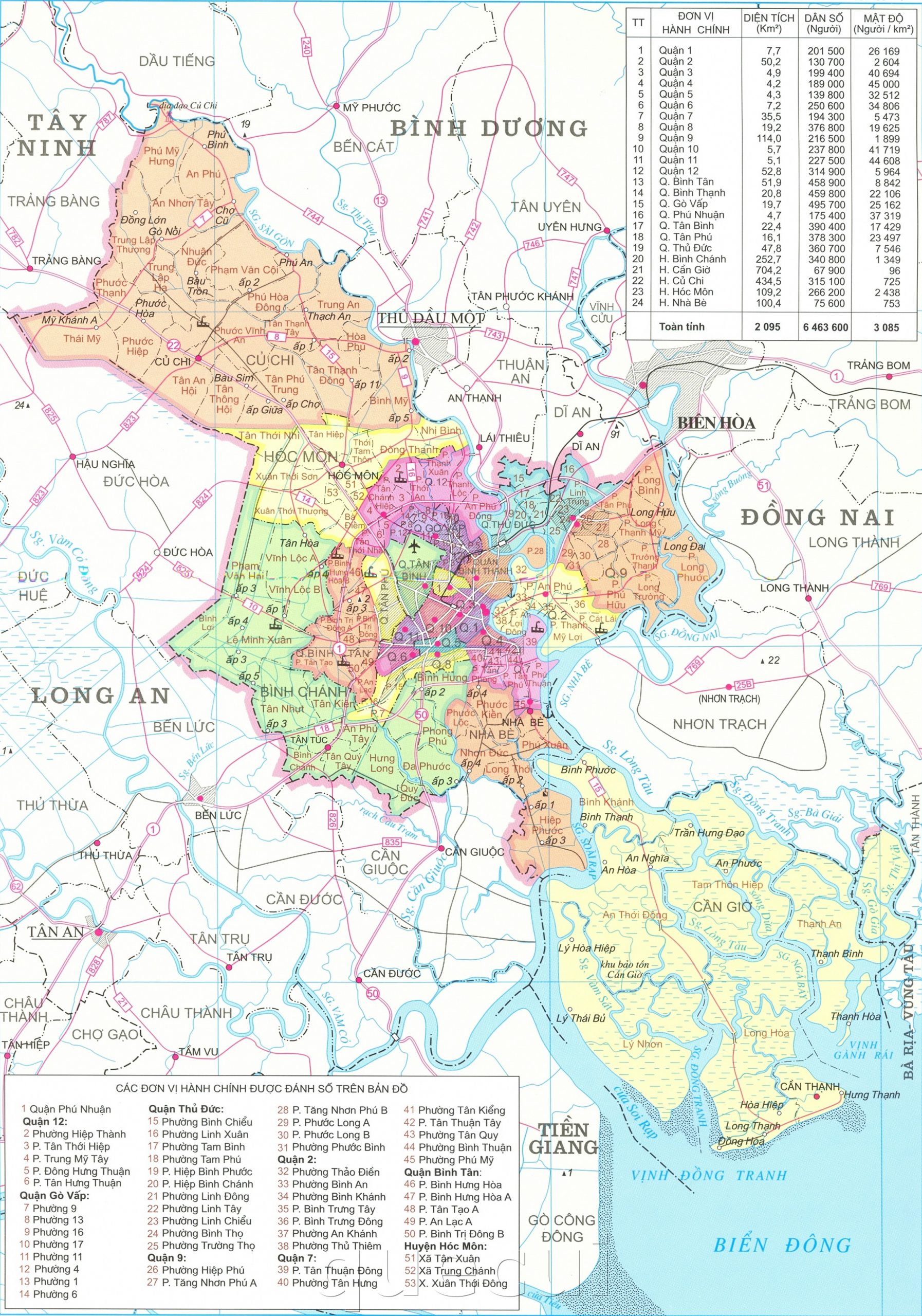 Bản đồ hành chính TP Hồ Chí Minh