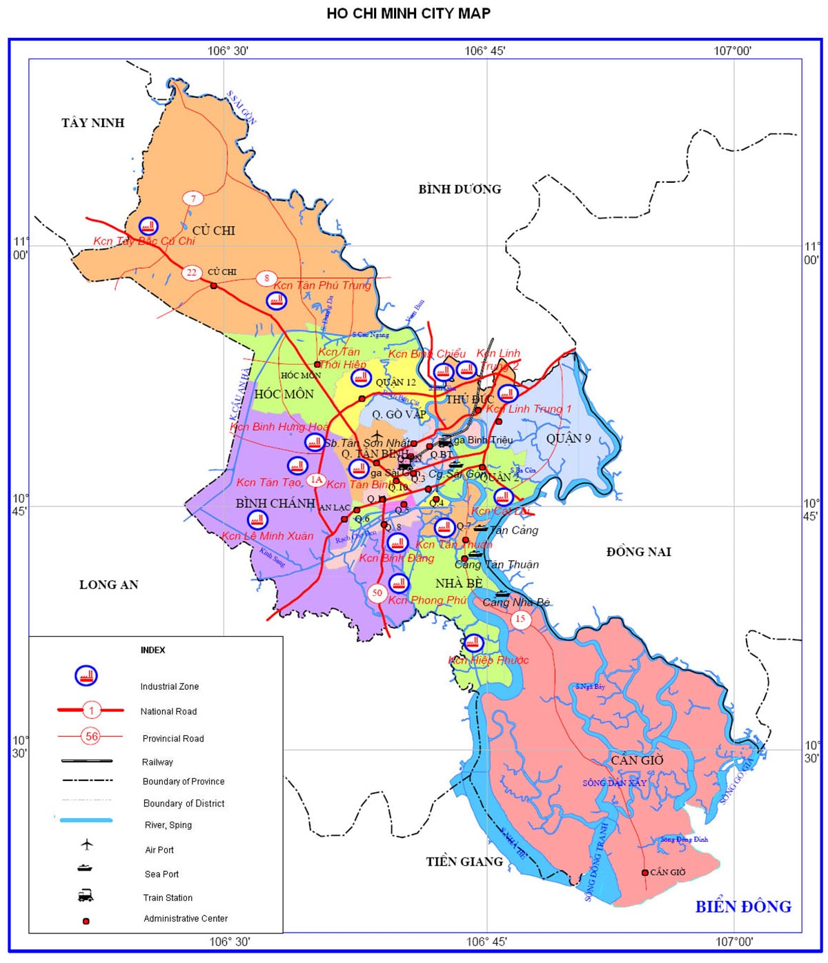 Bản Đồ Thành Phố Hồ Chí Minh & 24 Quận Huyện - Mới