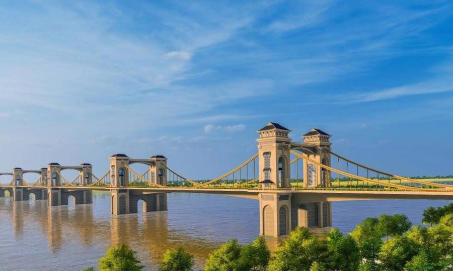 Cầu Trần Hưng Đạo vượt sông Hồng với 5 nhịp cầu