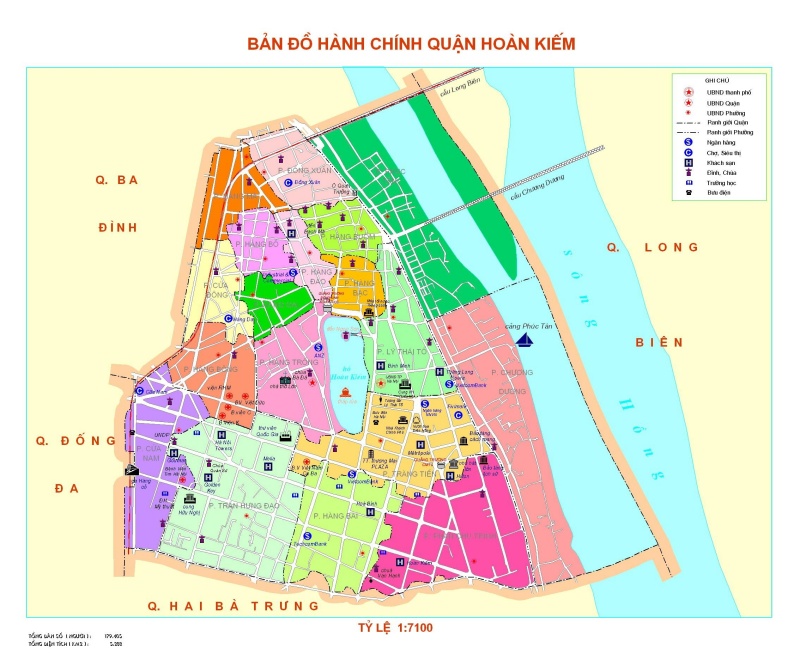 Bản đồ hành chính Quận Hoàn Kiếm khổ lớn