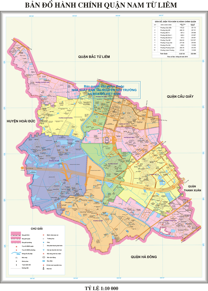 Bản đồ hành chính Quận Nam Từ Liêm 