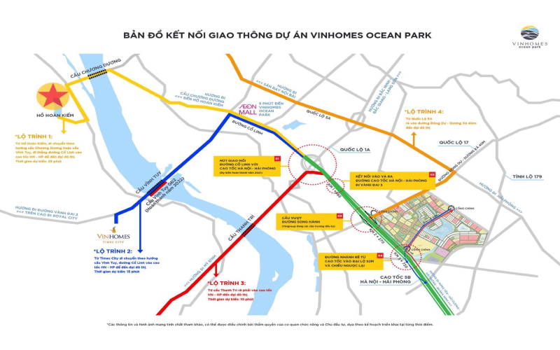 Bản đồ kết nối giao thông dự án Vinhomes Ocean Park