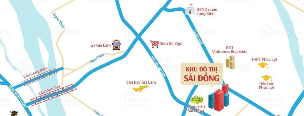 Vị trí địa chỉ dự án khu đô thị Sài Đồng, quận Long Biên,