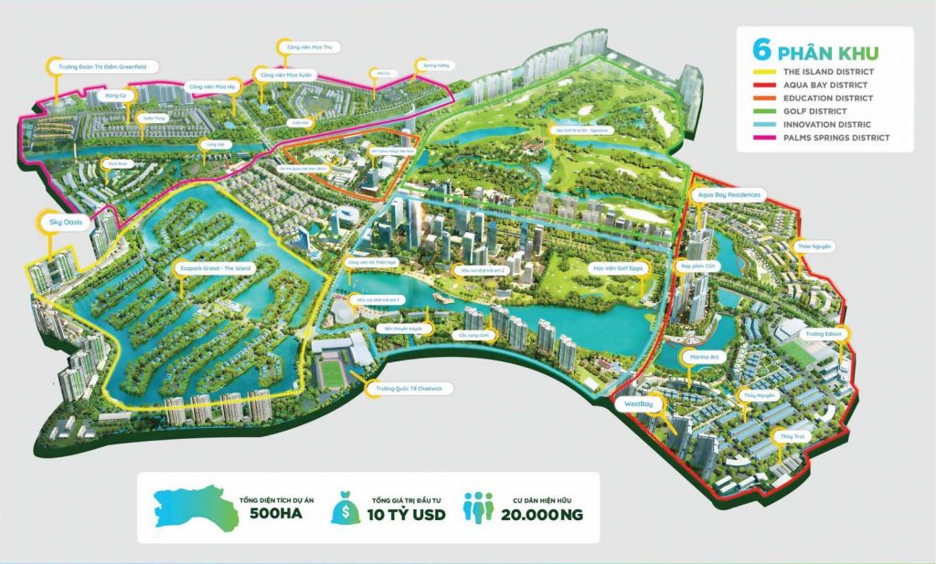 Khu đô thị Ecopark rộng 500ha với hơn 20% diện tích cây xanh mặt nước