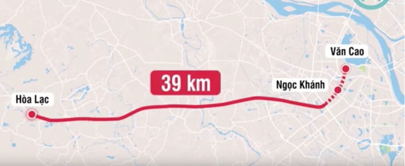 Tuyến Metro số 5 tại Hà Nội có chiều dài 39 km