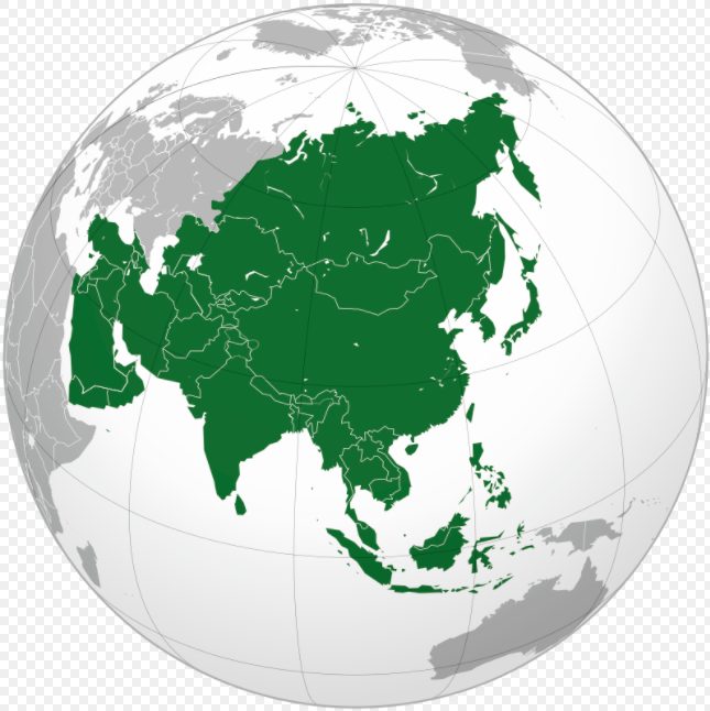 Hình ảnh vị trí địa lý Châu Á nằm ở bản đồ Trái Đất