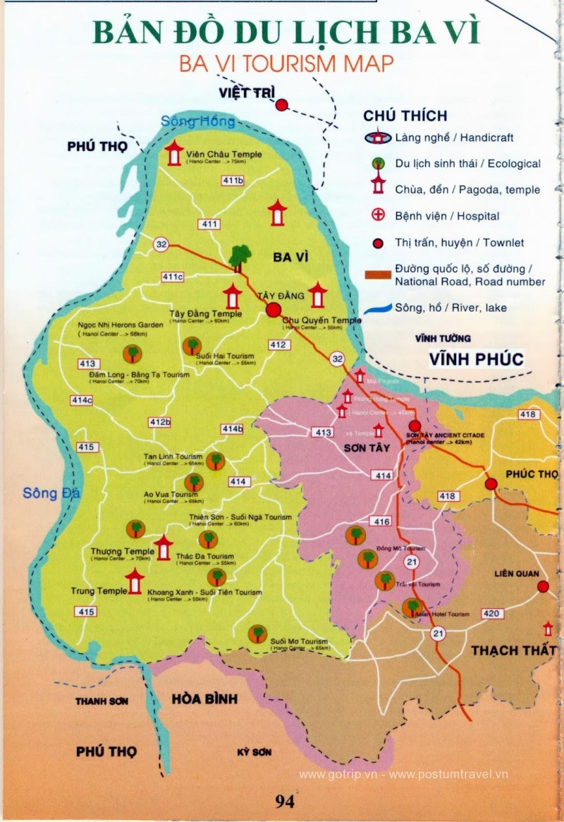 Bản đồ du lịch huyện Ba Vì
