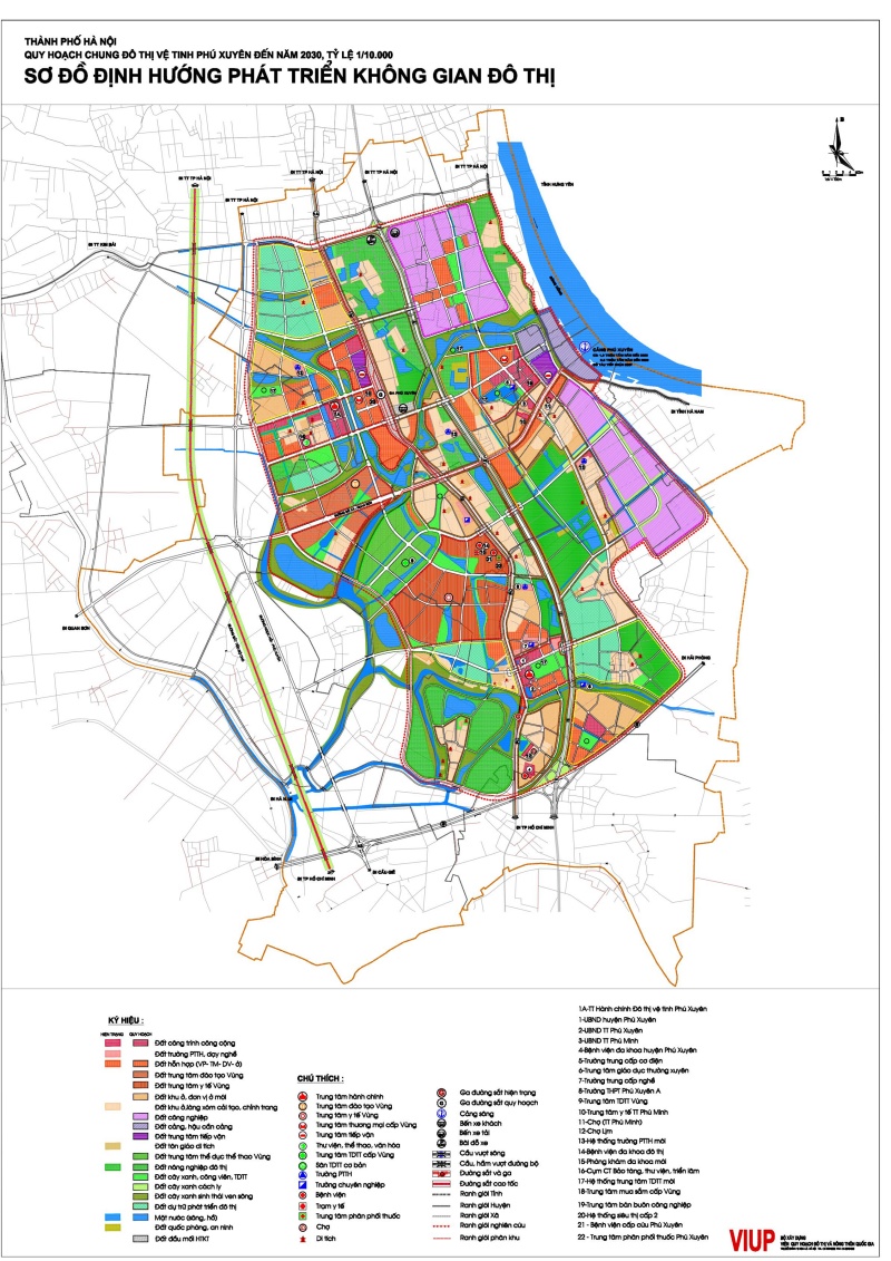 Bản đồ quy hoạch phát triển không gian huyện Phú Xuyên đến năm 2030