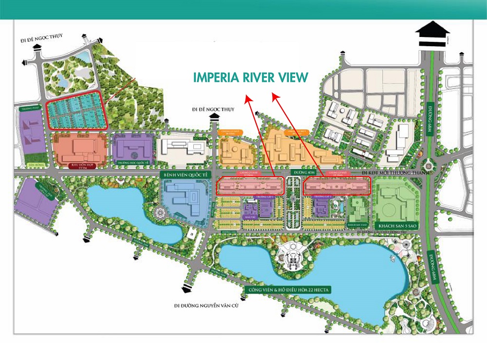 Vị trí lõi trong của dự án Imperia Riverview trong khu đô thị Khai Sơn city