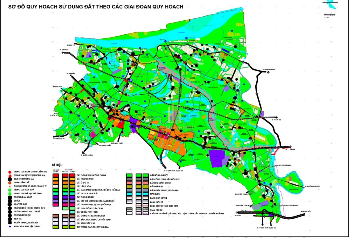 Bản đồ quy hoạch sử dụng đất thời kỳ 2021-2030, huyện Phúc Thọ