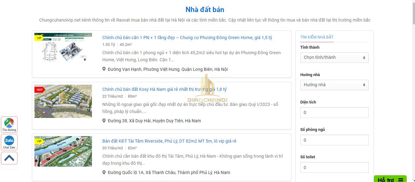 Chungcuhanoivip.net kênh thông tin về Raovat mua bán nhà đất tại Hà Nội