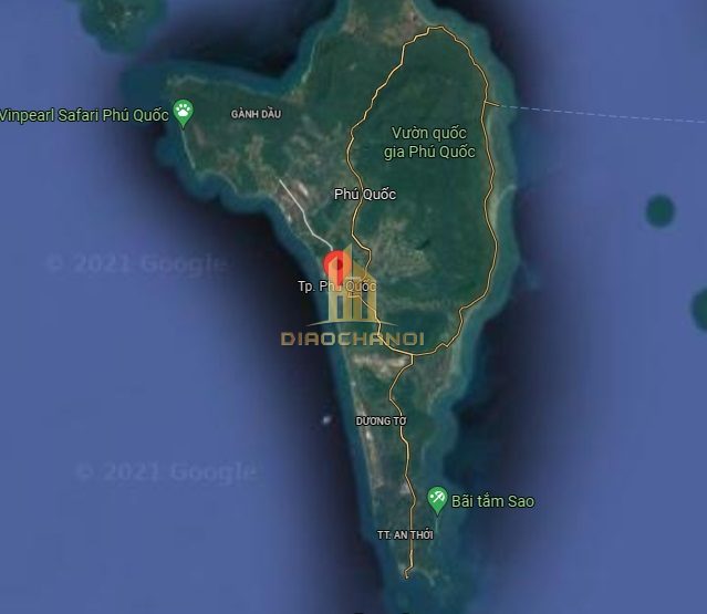 Thành phố Phú Quốc trên bản đồ vệ tinh