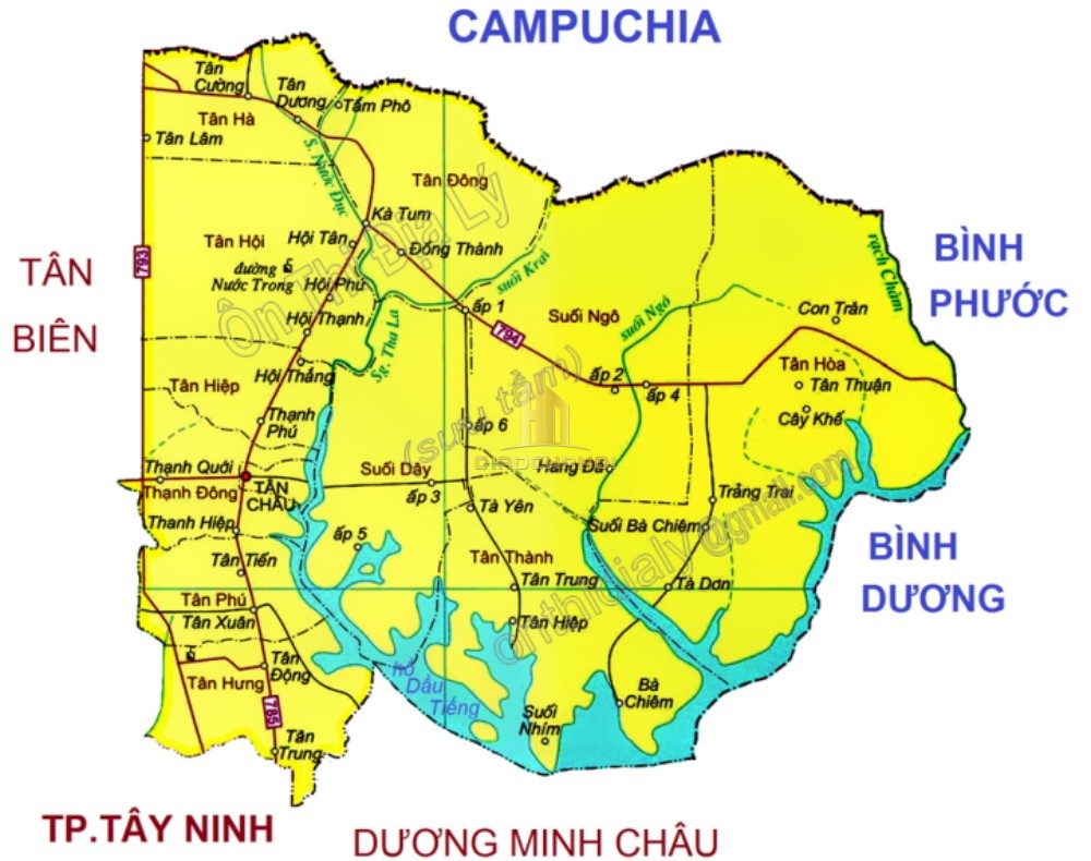 Bản đồ huyện Tân Châu Tây Ninh