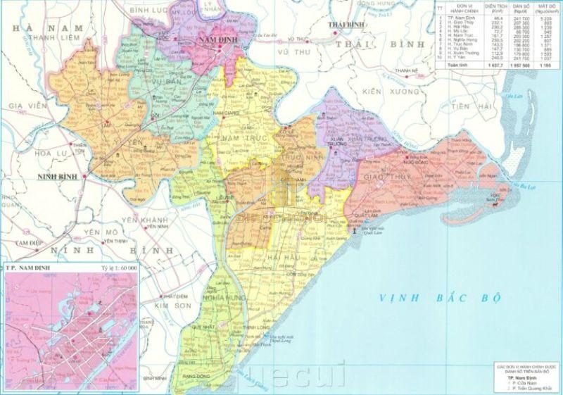 Bản đồ tỉnh Nam Định ở dạng chi tiết và phóng to nhất
