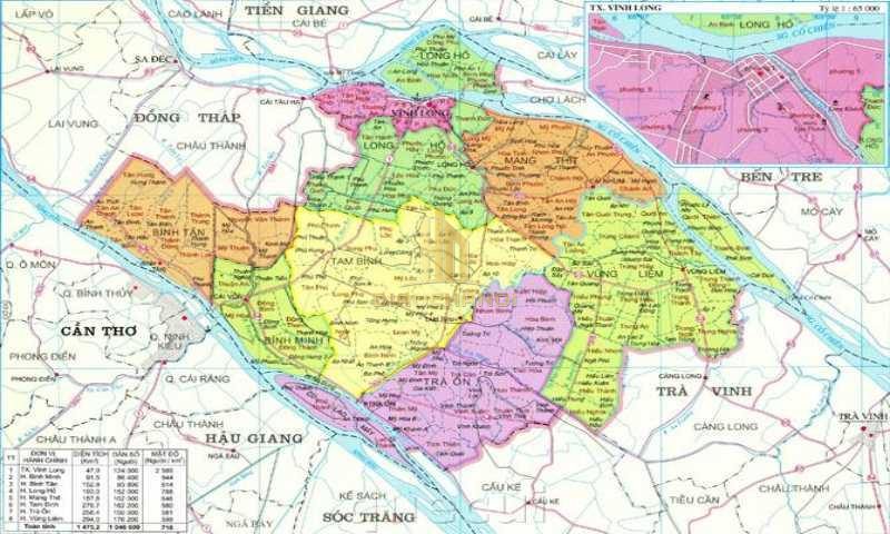 Bản đồ tổng quan tỉnh Vĩnh Long