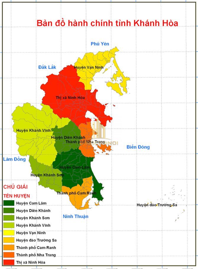 Bản đồ hành chính thuộc tỉnh Khánh Hòa