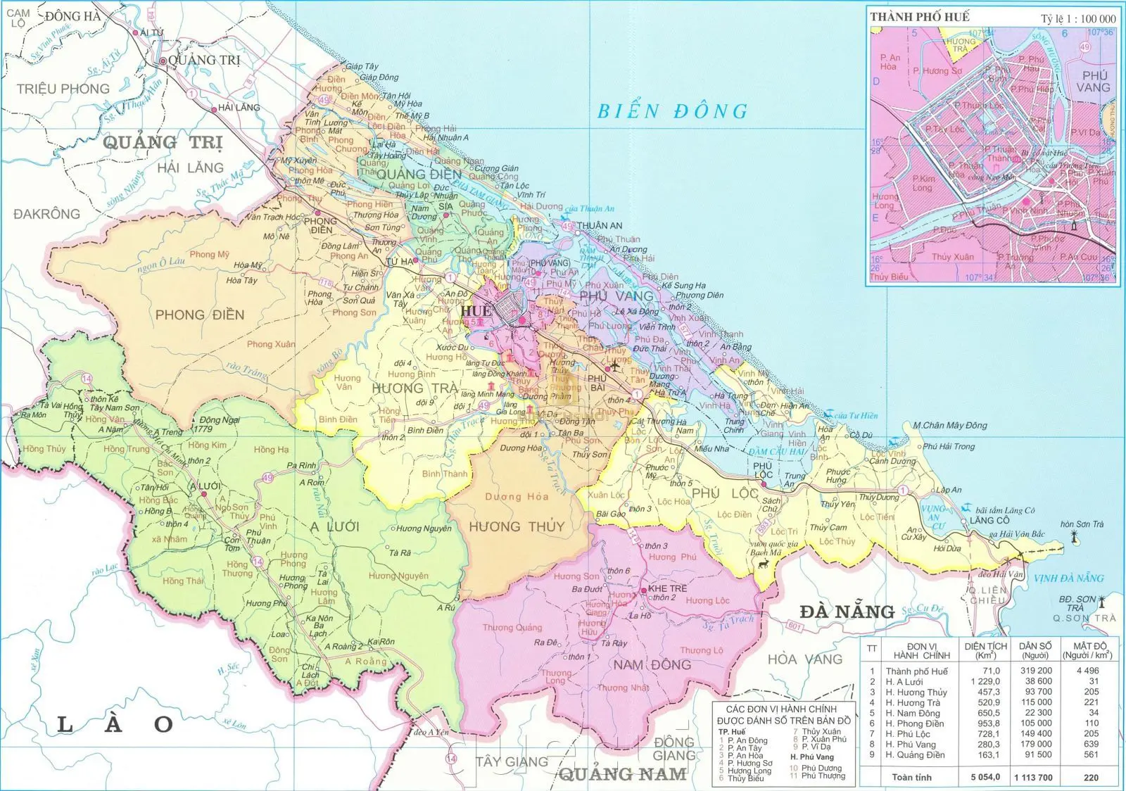 File bản đồ chi tiết, sắc nét của tỉnh Thừa Thiên Huế