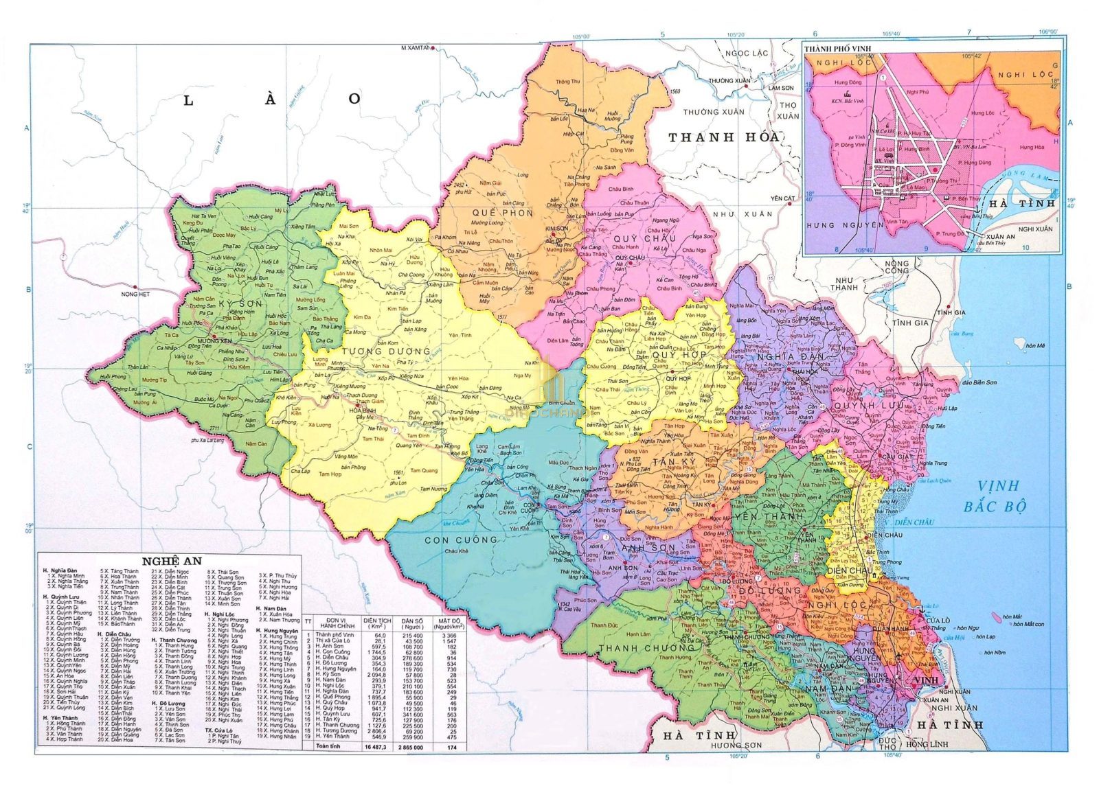 bản đồ tỉnh Nghệ An chi tiết phóng to 