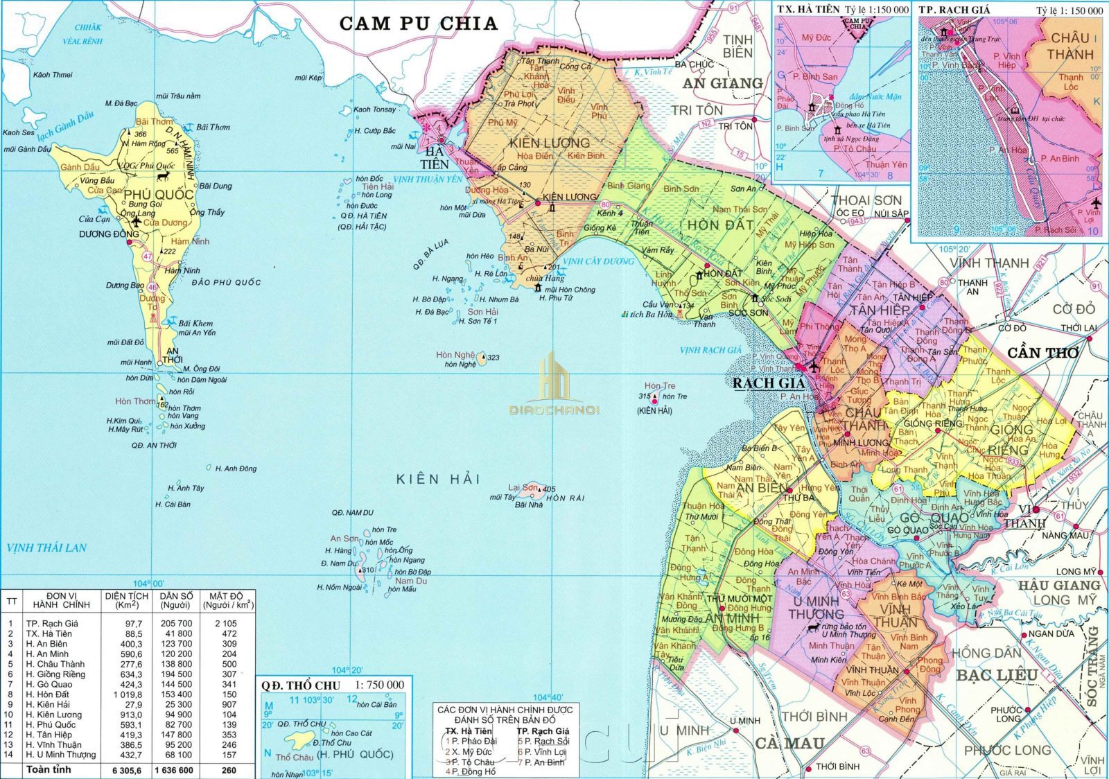 Bản đồ hành chính tỉnh Kiên Giang năm 2023