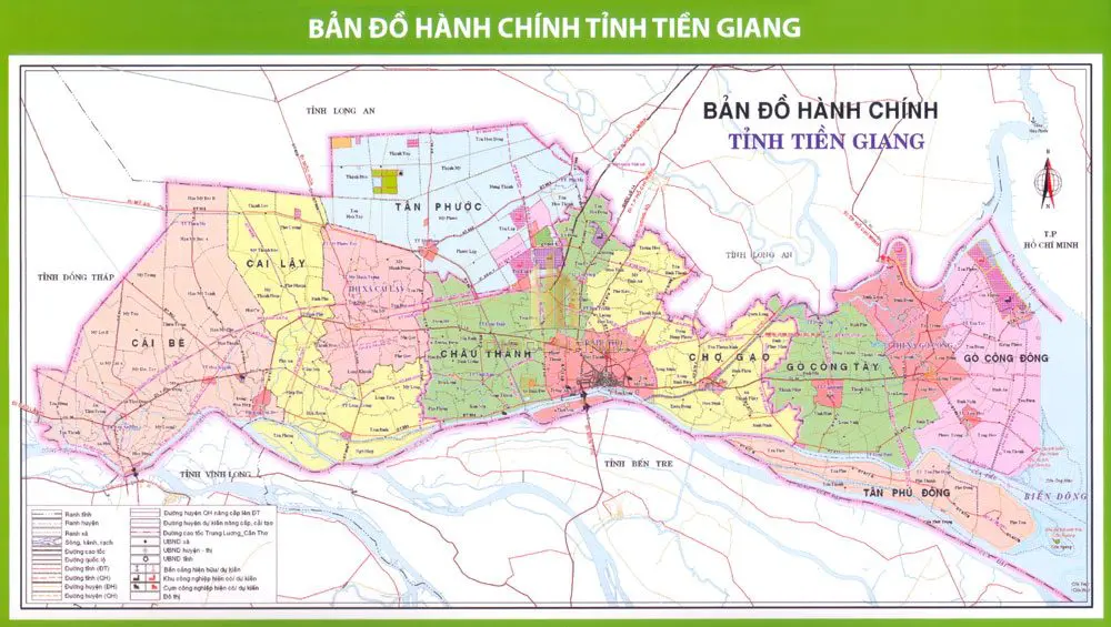 Bản đồ hành chính tỉnh Tiền Giang
