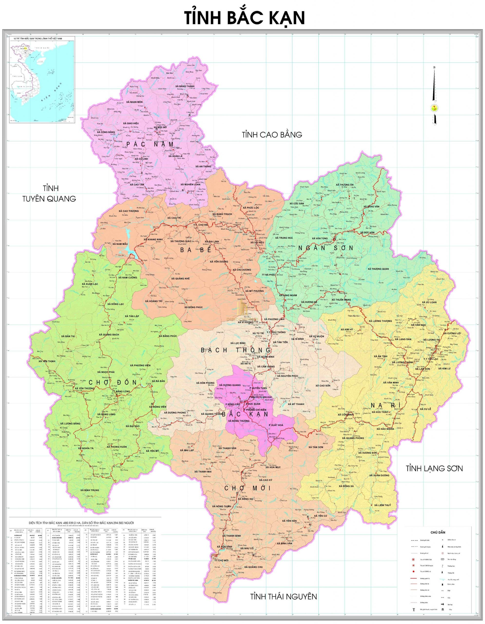 Bản đồ hành chính tỉnh Bắc Kạn mới nhất