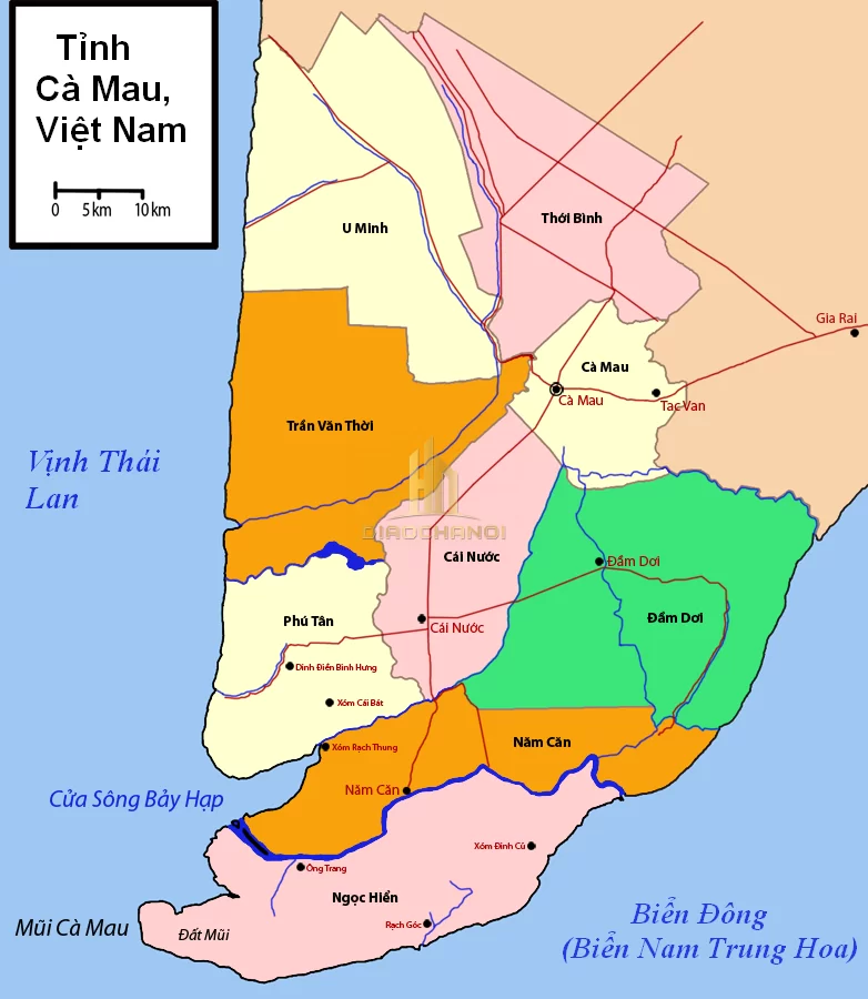 Bản đồ hành chính tỉnh Cà Mau
