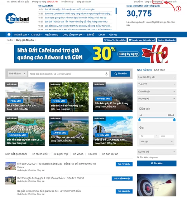 Cafeland.vn là trang web trực tuyến xuất bản thông tin bất động sản