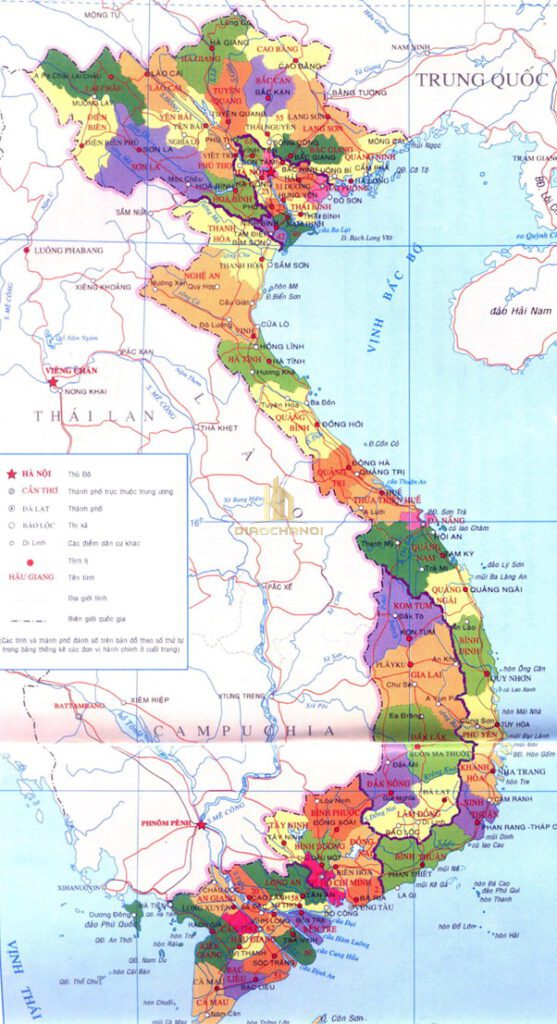 Bản đồ diện tích các tỉnh ở Việt Nam