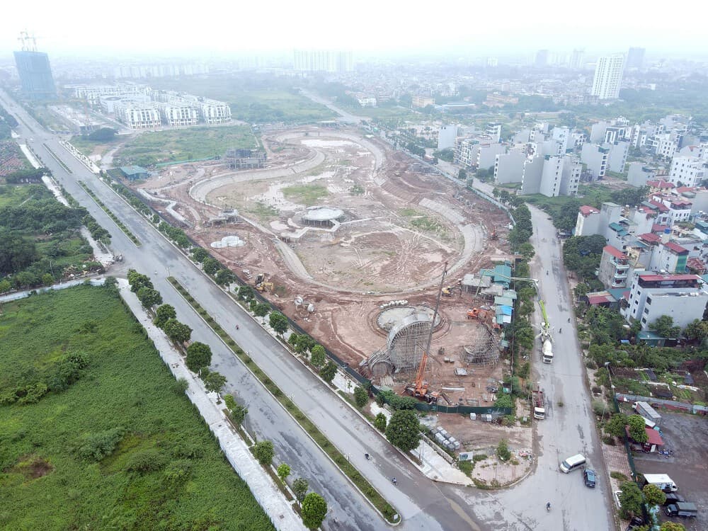 Tiến độ Công viên hồ điều hòa 22ha Khai Sơn City Long Biên đang sắp hoàn thiện 2
