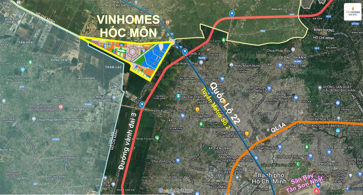 Bản đồ vị trí dự án Vinhomes Hóc Môn